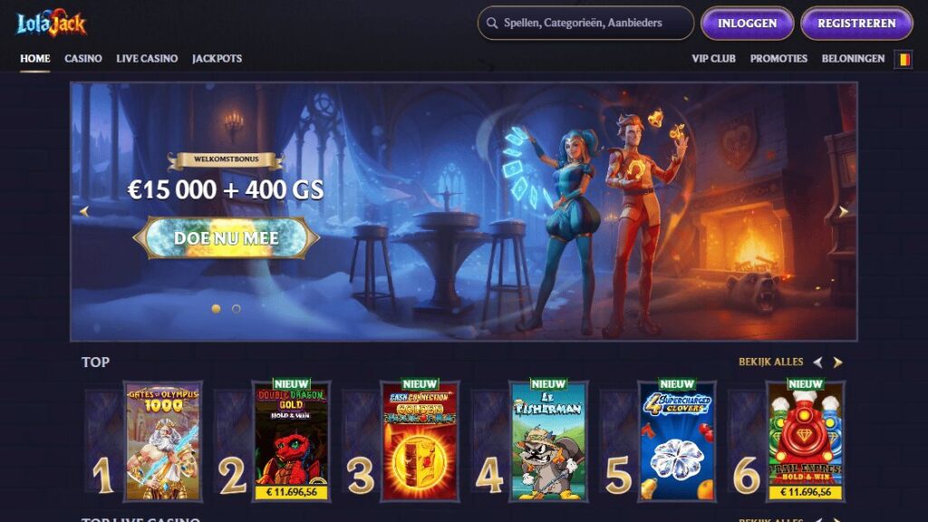 screenshot van lolajack zonder cruks homepage